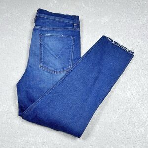 Hudson Nico Super Skinny Jeans Womens Size 30 Dark Blue Denim Stretch Raw Hem
